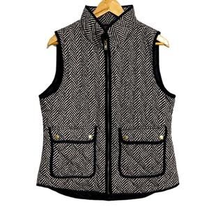 The Savile Row Co. Chevron Print Quilted Vest Black White Size L